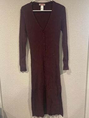 Kontatto Womens Wool Cashmere Blend Ribbed Long Button‎ Up Cardigan Sweater SZ S